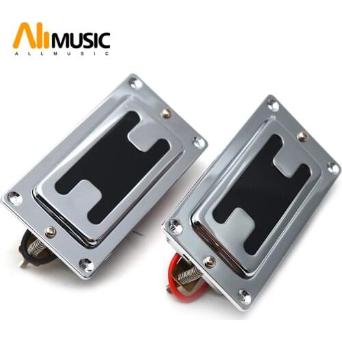 Mini Style Two Line Sealed Electric Gutiar Bass Humbucker Pickup Neck/Bridge Pickup Chrome