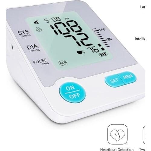 Blood Pressure Monitor Automatic BP Machine Heart Rate Pulse Monitor long Cuff Digital 4-color LCD Display