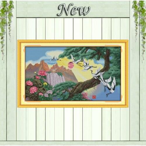 Soaring aspiration crane mascot painting counted printed on canvas needlework embroidery Cross Stitch kits Set DMC 11CT 14CT DIY