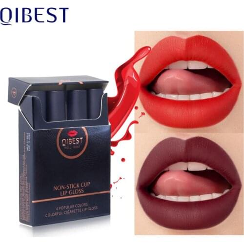 Creative Cigarette Matte Lip Gloss Set 4 Colors Matte Long Lasting Waterproof Matt Lipstick Tube Nude Makeup Lipgloss Comestics