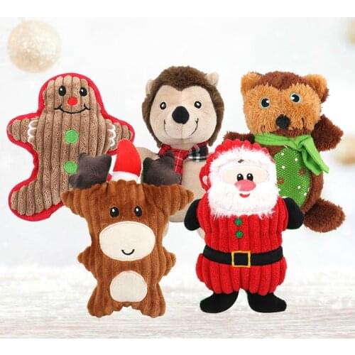 New pet plush vocal toys Christmas series molar bite resistant cute cartoon dog toy