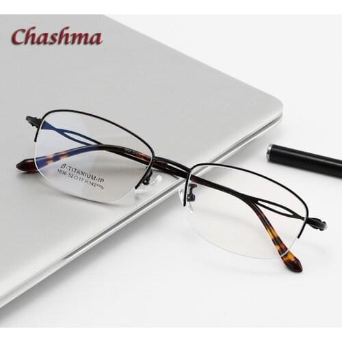 Chashma Women Titanium Frame Fashion Glasses Light Weight Spectacle Flexible Temple Glass for Female