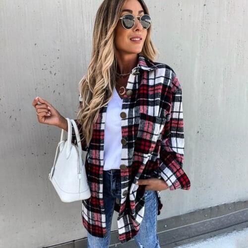 Autumn Women Casual Plaid Jacket Long Coat 2021 Fashion Long Sleeve Turn-down Collar Button Vintage Female Outwear Ropa Mujers