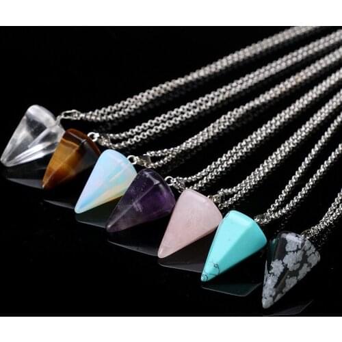 Rock Natural Quartz Crystal Healing Point Reiki Chakra Cut Gem Stone Pendant Necklace Opal Stone Jewelry