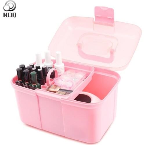 Portable Desktop Nail Art Tool Nail Dryer Storage Plastic Box Scissors Makeup Organizer Nail Gel Polish Pen Manicure Tool Case
