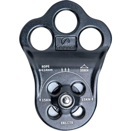 CAMNA 30KN Ball Bearing Three Holes Single Pulley Bearing High Altitude Rescue Equipment for 14mm Rope Hauling,Climbing