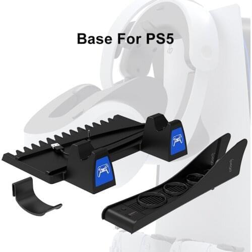 Game Charging Base for PS5 with Controller Holder Charging Game Host Cooling Fan Disc Storage Bracket Headset Hanger