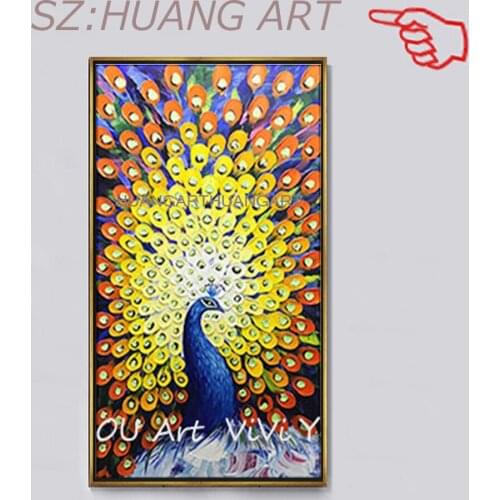Professional Artist Handmade Palette Knife Peacock Oil Painting Peacock Picture Thick Textured Canvas Knife animal Oil Painting