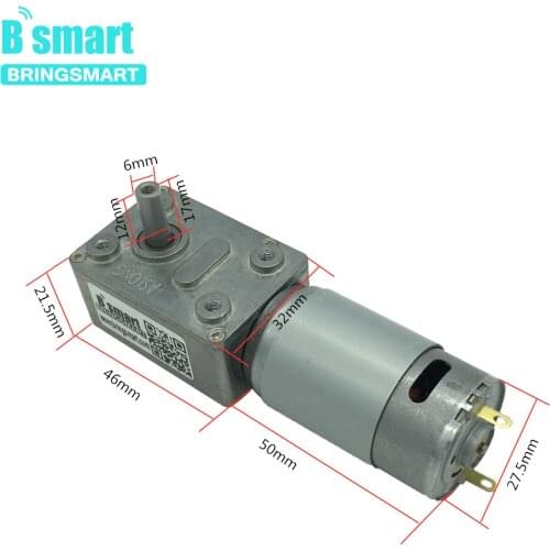 Bringsmart JGY-395 Worm Gear Motor DC 12V Turbine DC Motor Reductor 6V Mini Reduction Gearbox Self-lock Engine Geared Motors