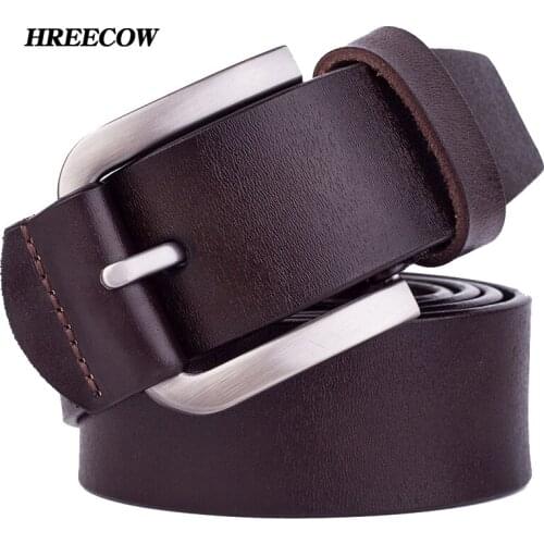 100% cowhide genuine leather belts for men brand Strap male pin buckle fancy vintage jeans cintos freeshipping