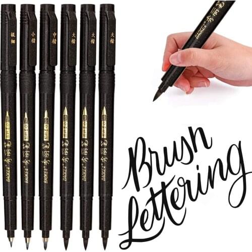 Hand Lettering Pens Easy to Use Calligraphy Pens Flows Smoothly Brush Markers Set Soft and Hard Tip Black Ink Refillable