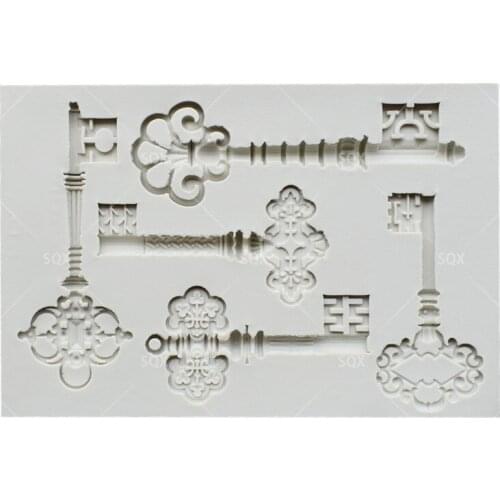 Retro Key Shaped Silicone Fondant Mould Cake Decorating Baking Tools Kitchen Accessories SQ15248
