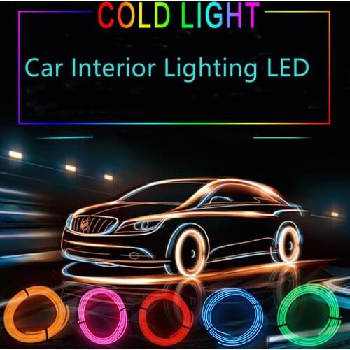1M/2M/3M/5M Car Interior Lighting LED Strip Decoration Garland Wire Rope Tube Line Diy Flexible Neon Light With Cigarette Drive