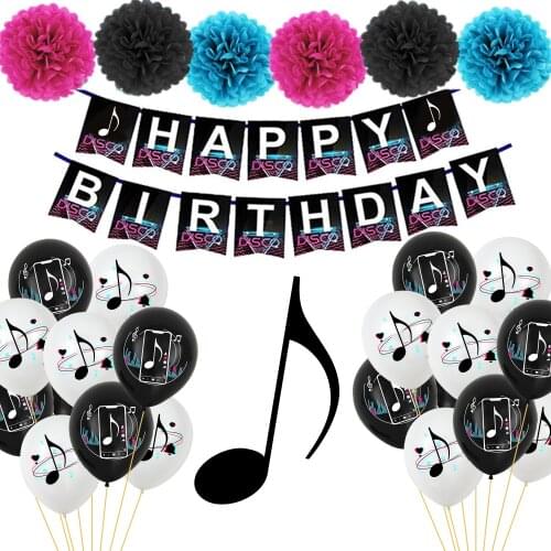 Voice Note Theme Disposable Party Kit With Happy Birthday Banner Latex Balloon Cake Topper Birthday Festival Party