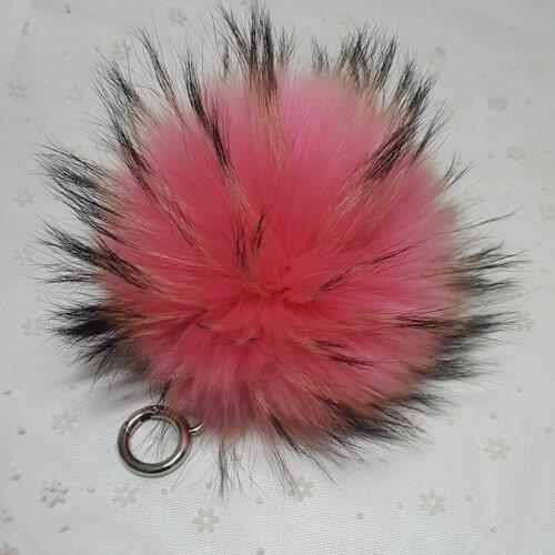 Luxury Pom pom raccoon fur ball pompon big fluffy keychain for couple love keyring key chains bag charm gift for my boyfriend