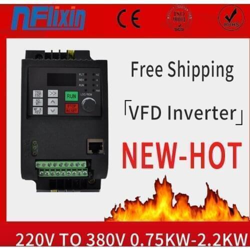VFD 1.5kw/2.2kw 220V TO 380V single phase 220v household INPUT and three phases 380v output Frequency inverter