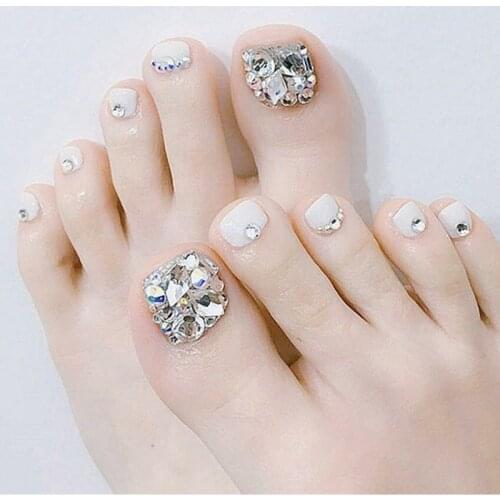 High Quality Short False Toenails Full Cover Press On Toenails Fake Toenails Artificial Feet Nails For Women Girls