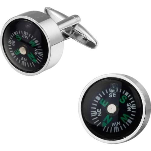 High quality copper crystal round survival compass Cufflinks shirt cuff Cufflinks mens jewelry wholesale and retail