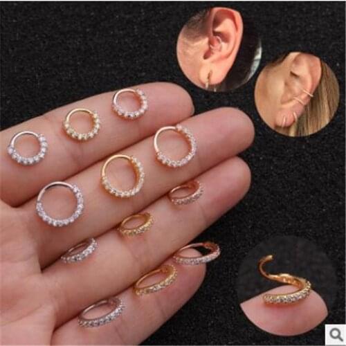 1PC 6/8/10mm New fashion Gold/Rose Silver Color Stainless Steel CZ Ear Tragus Daith Cartilage Piercing Jewelry