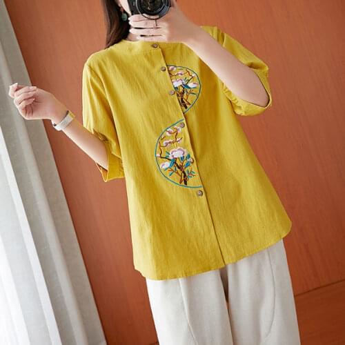 2021 chinese national wind cotton linen cheongsam tops womens shirt tang suit traditional chinese blouse hanfu cheongsam shirt