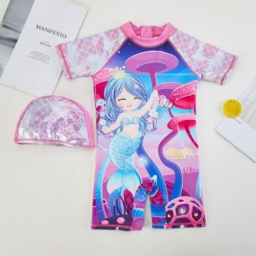 1-6 Years Girl Swimsuit Cartoon Colorful Mermaid One Piece Swimsuit Printed Swimming Suit Kids 2021 Girl Bathing Suit Beachwear