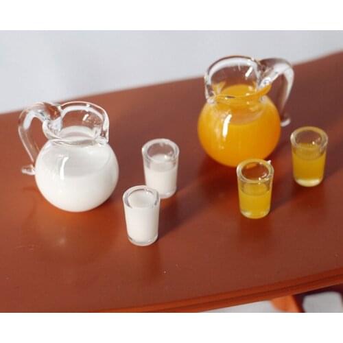 1/12 Dollhouse Miniature Kitchen Milk/Juice Bottles & Cups Model Supplies