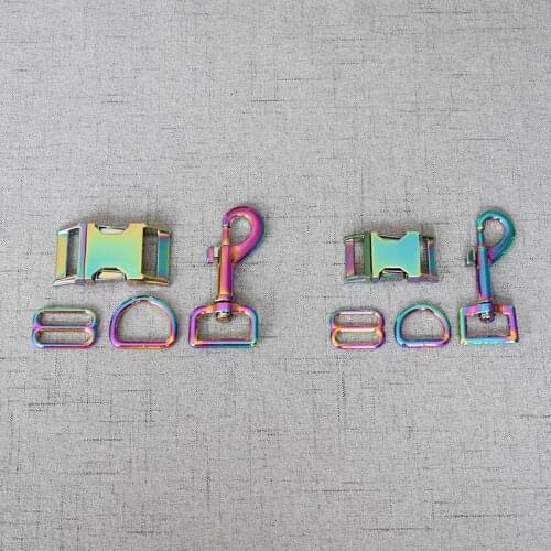 10 Sets 20mm 25mm Colourful Metal D Ring Sider Belt Buckle Snap Clip Hook For Pet Dog Collar Lobster Clasp Sewing Accessory