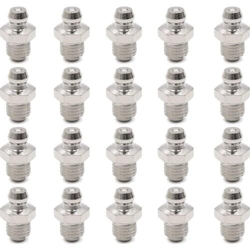 Uxcell 20pcs M8 x 1 Nickel Plated Straight 45 Degree 90 Degree Grease Nipple Fitting for Motorbike Car