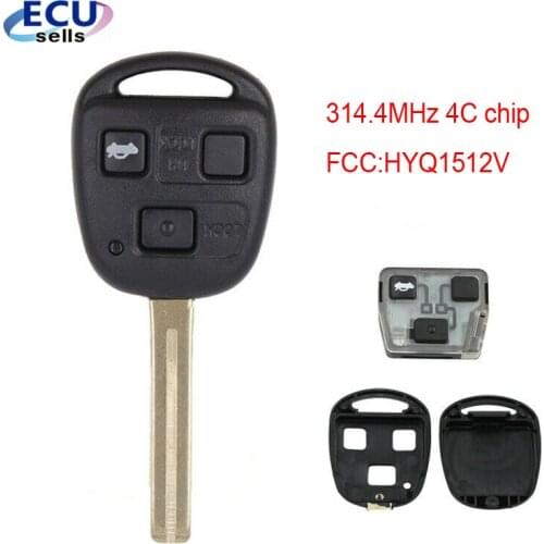 3 Buttons 314.4MHz 4C chip Remote Key for Lexus ES300 GS300 IS300 FCC:HYQ1512V