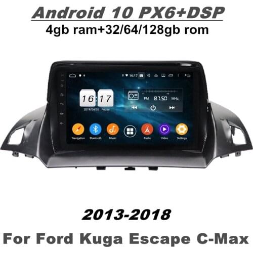 CarPlay PX6 Android 10 Car DVD Player for Ford Kuga Escape C-Max 2013-2018 DSP Stereo Radio GPS Wifi Bluetooth 5.0