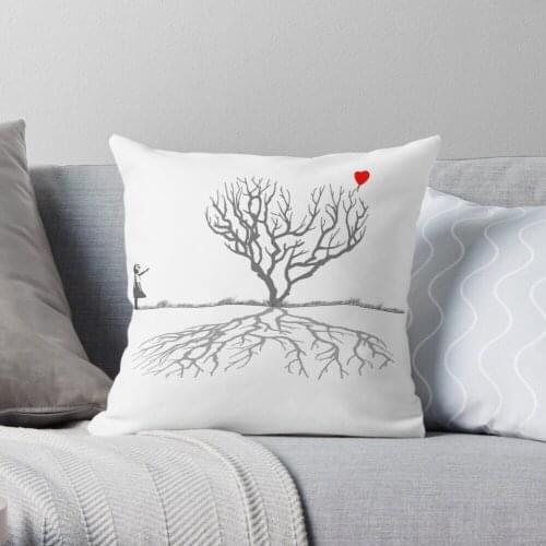 Banksy Heart Tree Polyester Decor Pillow Case Home Cushion Cover 45*45cm
