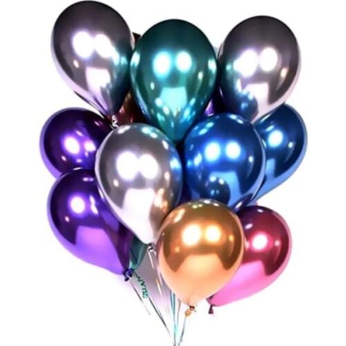 50Pcs/Set Glossy Metal Pearl Latex Balloons Thick Chrome Metallic Colors Helium Air Balls Birthday Party Decor Dropshipping