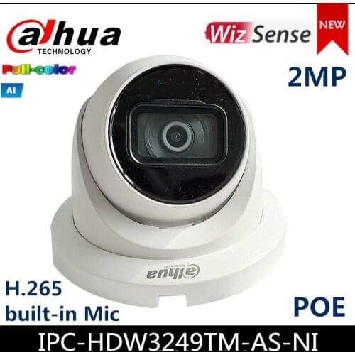 Dahua 2MP Lite AI Full-color Fixed-focal Eyeball Network Camera IPC-HDW3249TM-AS-NI H.265 built-in Mic Colorful IP camera
