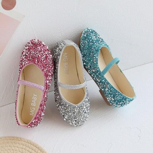 Childrens Fashion Shoes For Girls Kids Doll Children Dress With Rhinestone Crystal Flats Pearls Princess Wedding Party