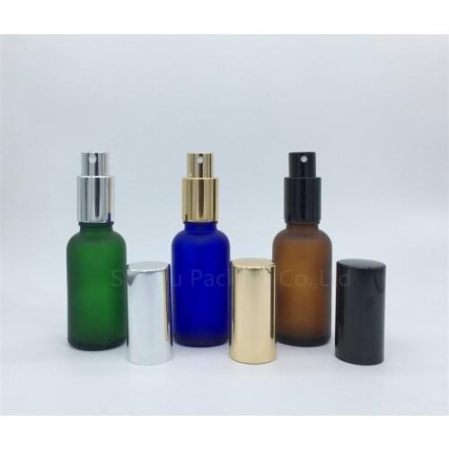Travel bottle 30ml amber blue green transparent frosted glass bottle with sprayer, 30cc perfume bottle Spray Bottles