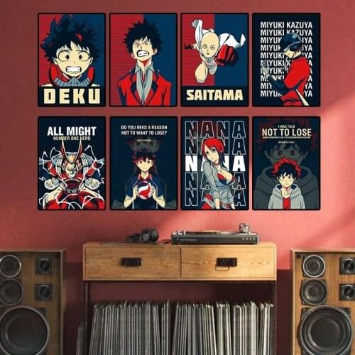 Japanese Anime Figure My Hero Academia One Punch Man Attack On Titan Art Home Wall Decor Picture Room Canvas Painting Poster