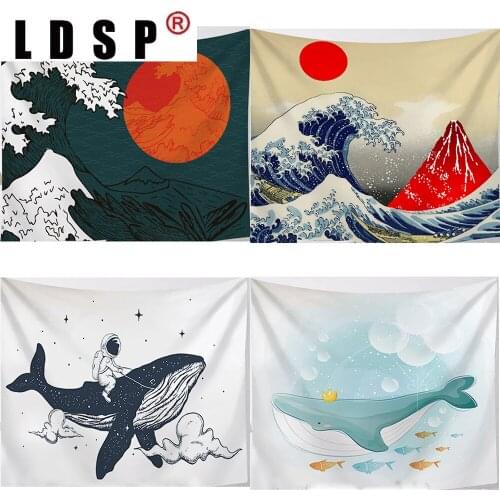 LDSP Kanagawa Waves Printed Tapestry Wall Hanging Covering Rugs Background Cloth Beach Mat Blanket Art Bedroom Dorm Home Decor