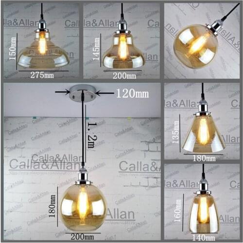 Chrome socket Edison Amber glass shade Pendant Light Fixture Hanging lamp Retro Industrial Pendant Lamp with fabric wire canopy