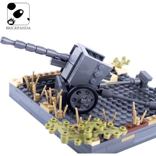 WW2 Military PAK40 Cannon German Soldier Figures Accessories Army Weapon Blocks Brick Parts MOC Mini Model Toys for Children