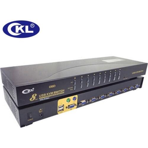 8 Port USB VGA KVM Switch with Cables, 8 in 1 out PC Monitor Keyboard Mouse Switcher Rack Mount CKL-9138U