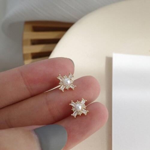 Cute Female White Crystal Cross Earrings Real 925 Sterling Silver Gold Wedding Earrings For Women Small Stud Earrings