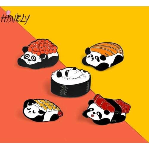 Fashion sushi creative fun panda alloy sushi brooch denim clothing accessories for friends