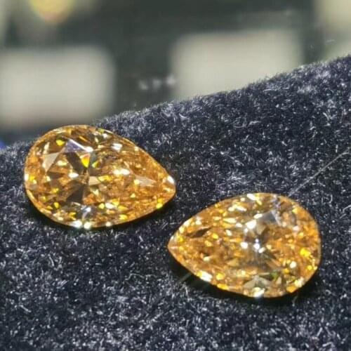 Fashion style DVVS golden yellow color loose moissanites 1ct-6ct 1pcs pear shape Fancy cut moissaite diamond