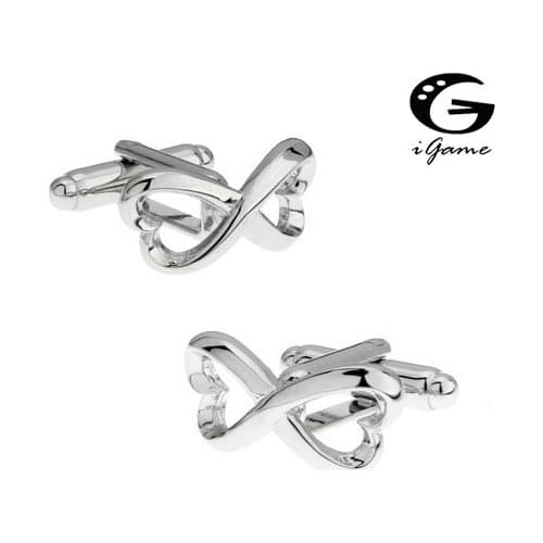 IGame Designer Cuff Links For Men Silver Color Brass Material Bow Design Free Shipping