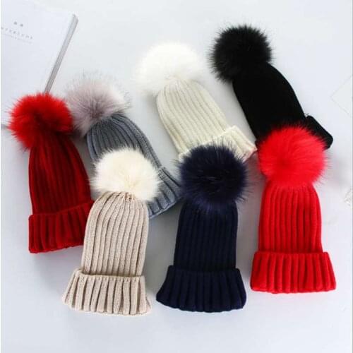 MYZOPER 2019 New Solid Color Hairball Winter Hats For Women Autumn Winter Korean Version Knitted Hat Adult Cap