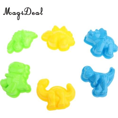 Set of 6 Plastic Sand Molds Dinosaur Beach Sand Castle Molds Sand Box Animal Mould Clay Toys Kids Children Baby Toys