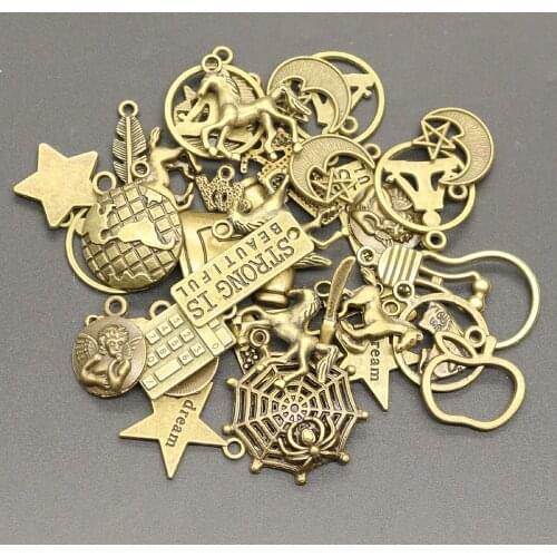 New Hot Sale 100g (50~80pcs)Charms Random Mix Styles Handmade Craft DIY Pendant fit,Vintage Tibetan Bronze Silver Color Making