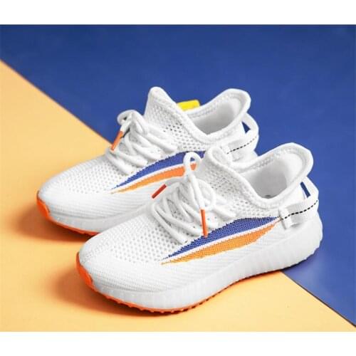 2021 Spring New Children Casual Sneakers Breathable Shoes Knitted Fabric Sports Running Lace High Quality Kid Girl Boys