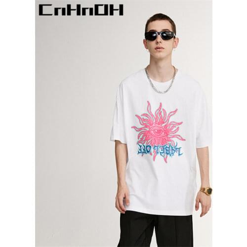 CnHnOH New Arrival Teeshirt Homme Instagram Mens T-shirts Oversized Top Clothing Tee Shirt Thorns Eye Printed C011