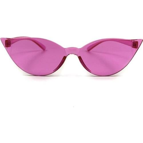 New Pink One Piece Cat Eye Lens Sunglasses Women Transparent Plastic Glasses Style Sun Glasses Female Clear Candy Color Lady